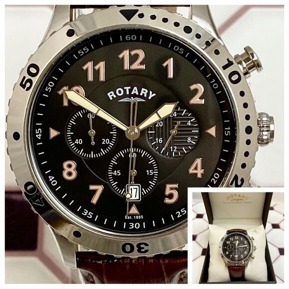 Rotary Watches Other - Rotary Dolphin Standard Stainless Chronograph Men’s Watch Leather Strap